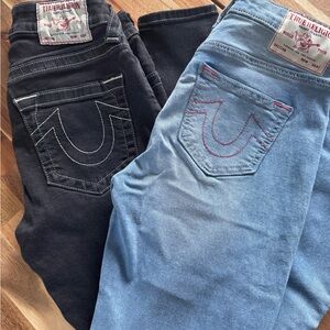 True Religion lot juniors women’s Black (26) and Light Blue Denim Pair (25) EUC
